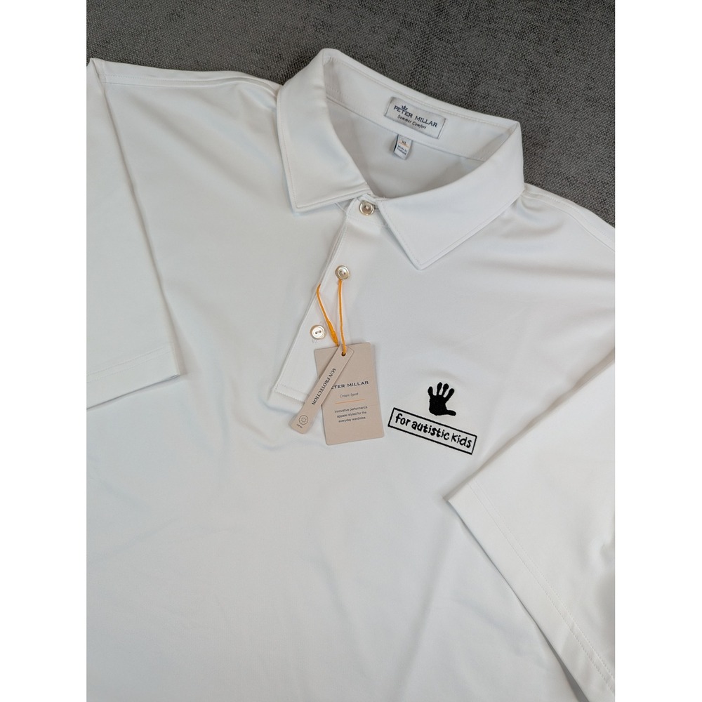 Peter Millar Polo Shirt Mens XL Solid White Summer Comfort Performance Stretch